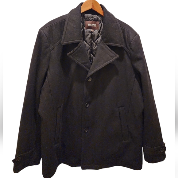 Michael Kors Men's Black X-Large Wool Pea Coat - Picture 1 of 9